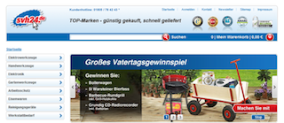 Screenshot der Website des Werkzeugonlineshops Svh24