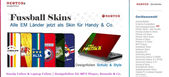 Auf der Seite Rebtos.de findet man coole Skins für Handy und Co.